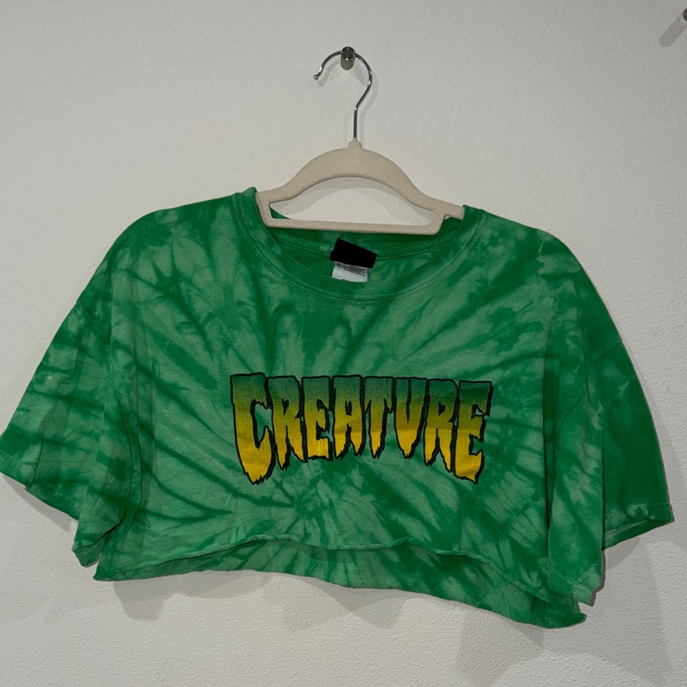 Green Tie-Dye Crop Top